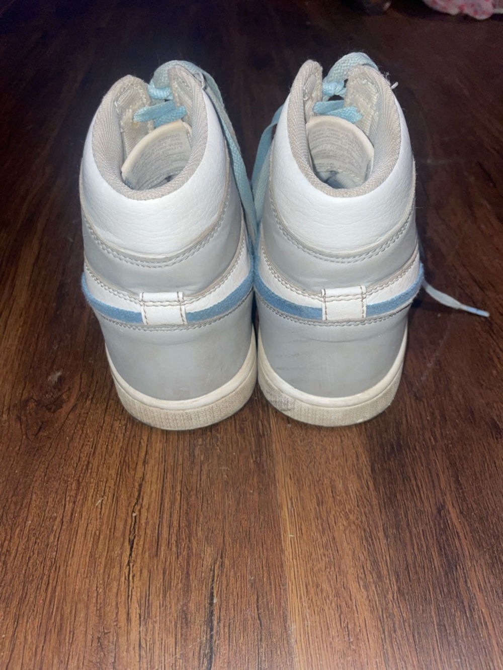 Nike Air Jordan 1 High Top Sneakers - White, Gray & Light Blue - Picture 2 of 6